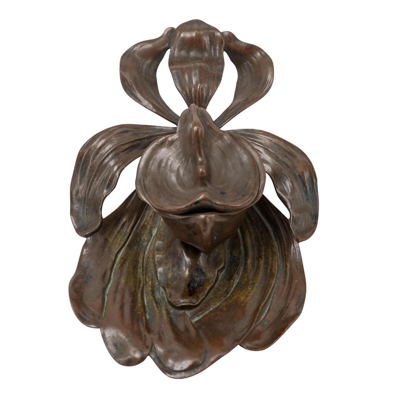 Austrian Geschutzt Bronze Orchid Inkwell (1 of 8)