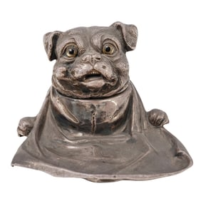 Antique Jennings Brothers Figural Dog Inkwell