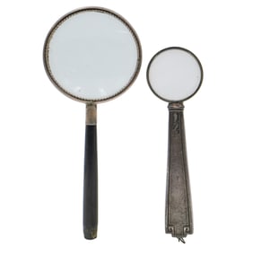 (2 Pc) Antique Silver Magnifying Glasses