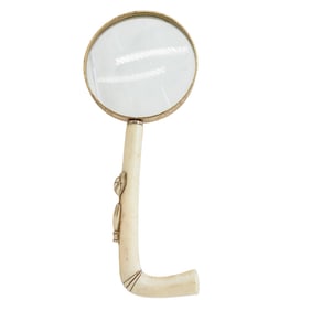 Antique Brass and Bone Magnifying Glass