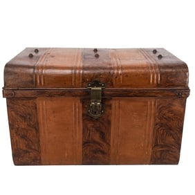 Vintage Wood-Look Metal Decorative Chest