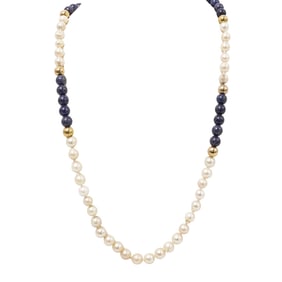 Lapis Lazuli, Pearl & 14K Gold Necklace