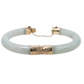 Vintage 14K Gold and Jadeite Bangle Bracelet