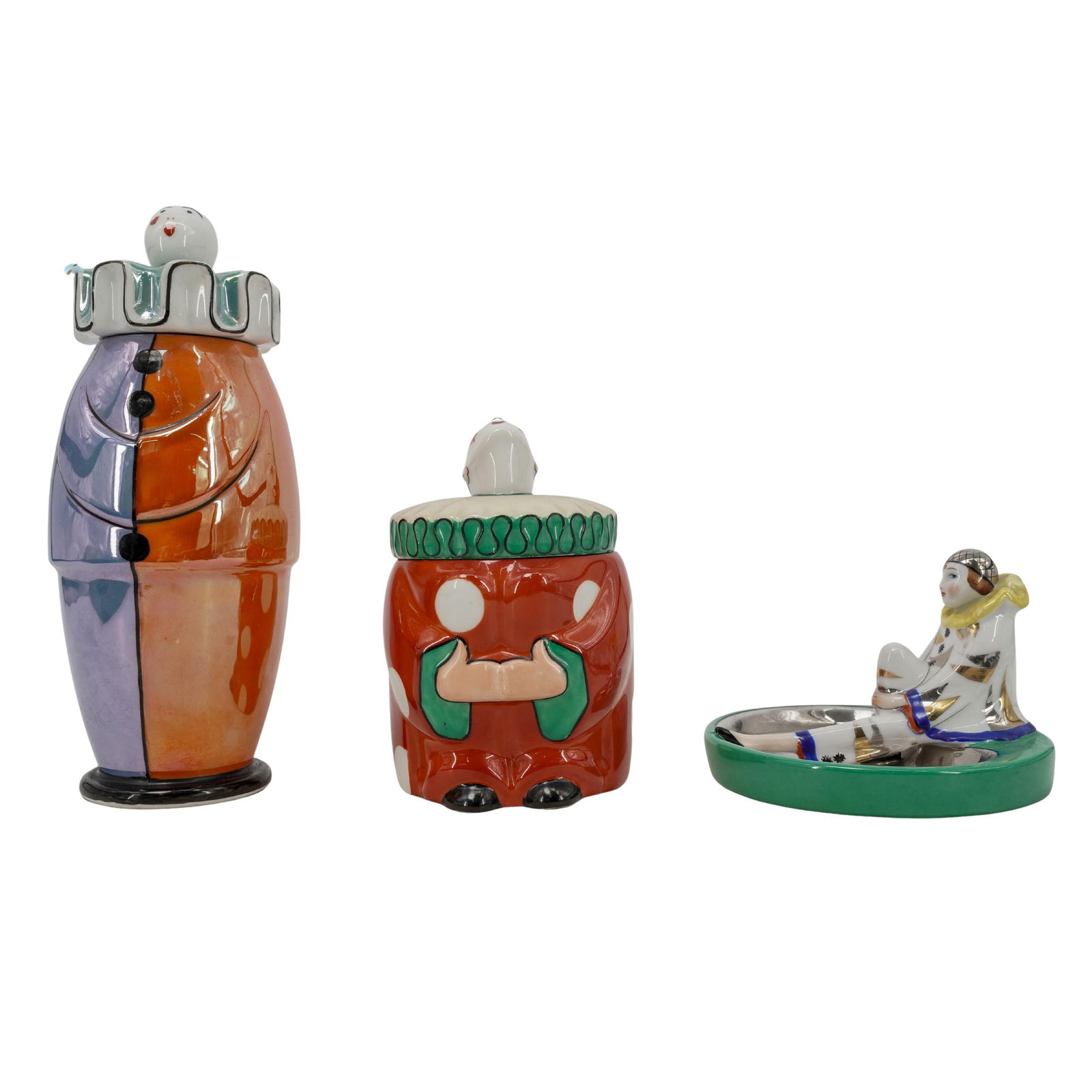 (3 Pc) Art Deco Noritake Porcelain Pierrot Grouping (1 of 18)