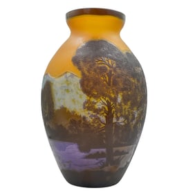 Galle Style Cameo Landscape Glass Vase