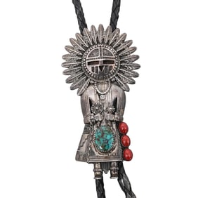 Thomas Byra Red Mesa Sterling Silver, Turquoise, and Carnelian Bolo Tie