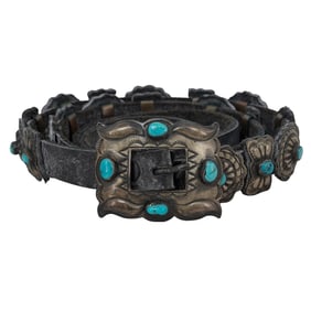 Navajo Sterling Silver and Turquoise Belt