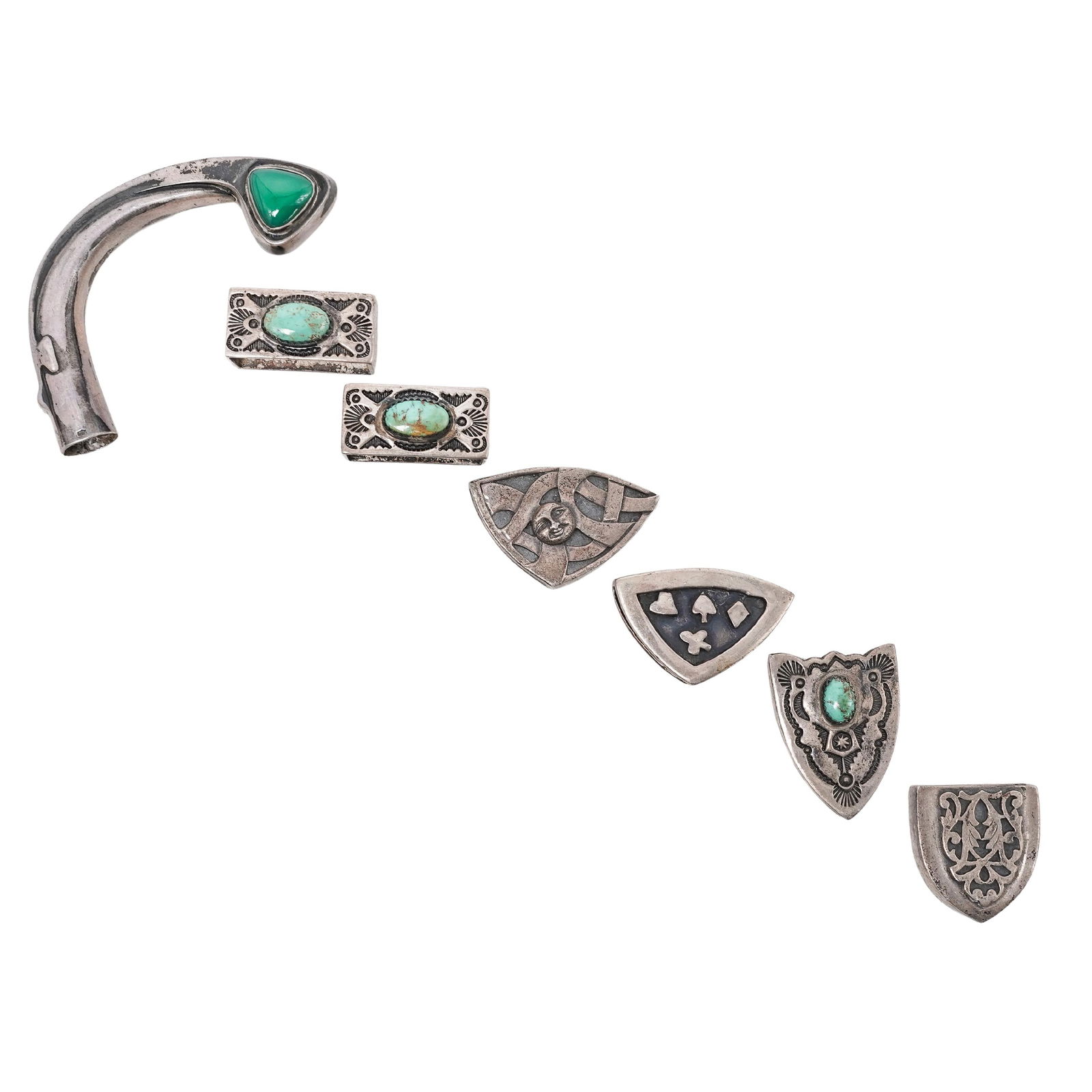 (7 pcs) Silver and Turquoise Belt Fittings (1 of 8)