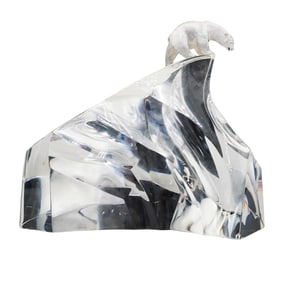 Steuben Sterling Silver & Crystal "Ice Bear" Sculpture