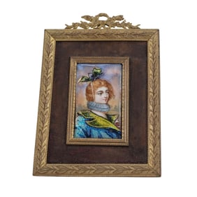 Antique Limoges Enameled Copper Portrait