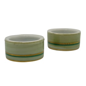 Pair of Chamart Limoges Porcelain Hand-Painted Salt Cellars