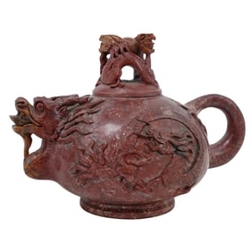 Antique Chinese Shoushan Stone Dragon Teapot