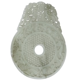 Antique Chinese Soapstone Bi Disc