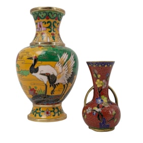 Pair of Chinese Cloisonne Bud Vases