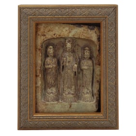 Antique Chinese Buddhist Carved Miniature Shrine