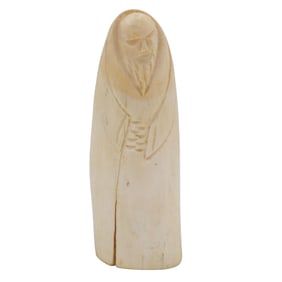 Scrimshaw Carved Monk Figurine