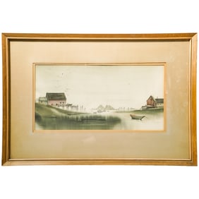 Robert Courjon (American, 1911-1988) Signed Harbor Painting