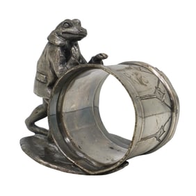 Victorian Reed & Barton Silver Plated Drum & Frog Napkin Ring