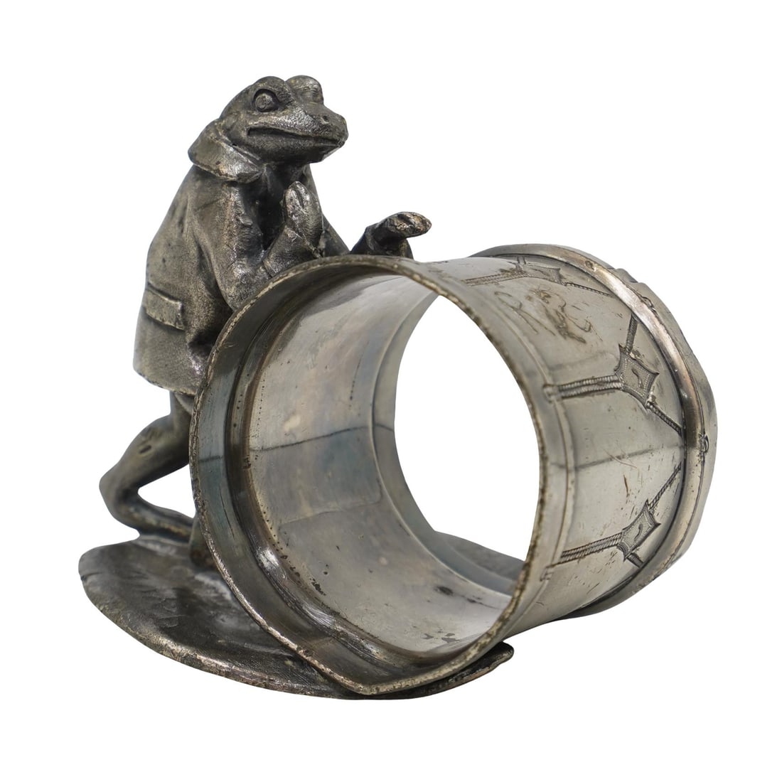 Victorian Reed & Barton Silver Plated Drum & Frog Napkin Ring (1 of 9)