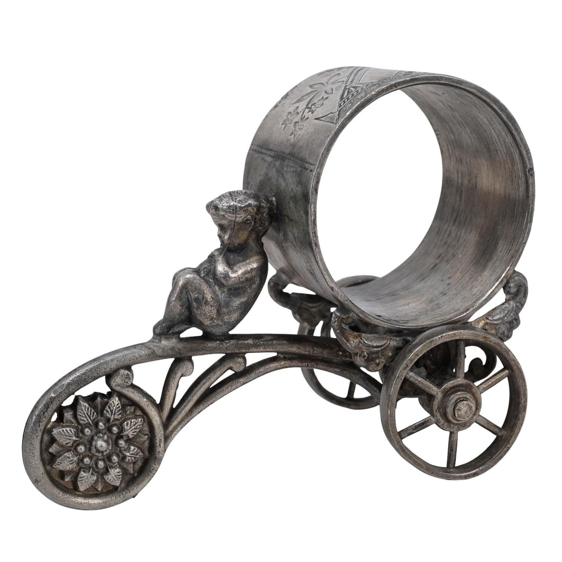 Victorian Silver Plated Baby Buggy Napkin Ring (1 of 6)