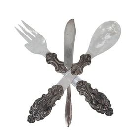 (3 pcs) Mother of Pearl, Silver, and Silver Plated Flatware