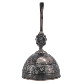 Antique Silver Romanesque Revival Victorian Cameo Wide Bell