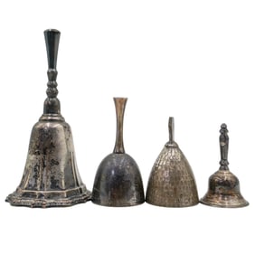 (4 pcs) Antique Silver Plated and Silver Bells