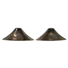 Pair of Japanese Sterling Silver Mount Fuji Salt and Pepper Shakers
