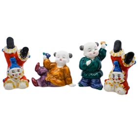 (4 Pc) Japanese Porcelain Figural Salt & Pepper Shakers