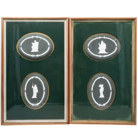 Pair of Ceramic Cabochon Cameos of Greek/Roman Gods