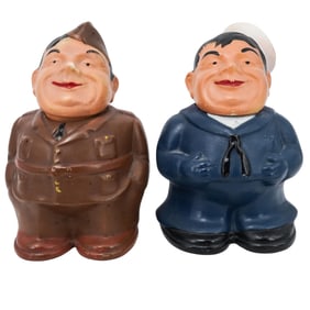 (2 Pc) Vintage Robinson Ransbottom Pottery WWII Cookie Jars