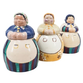 (3 Pc) Brayton Laguna "Matilda" Pottery Cookie Jars