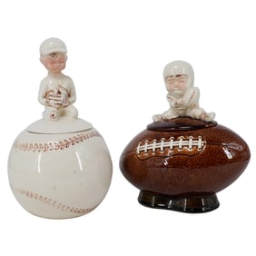 Pair of McCoy Sports Ceramic Cookie Jars