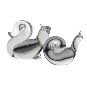 (2 Pc) Steuben Crystal Squirrel & Snail Figurines