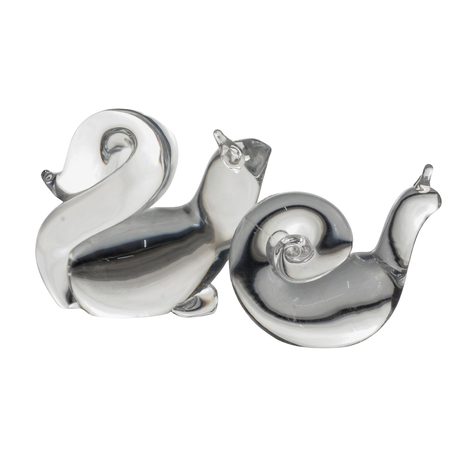 (2 Pc) Steuben Crystal Squirrel & Snail Figurines (1 of 9)