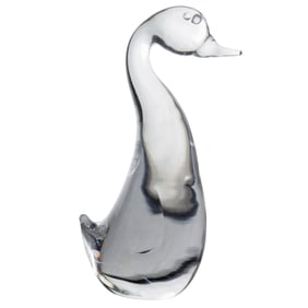 Steuben Clear Glass Duck Figure