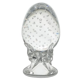 Steuben Controlled Bubble Egg Paperweight