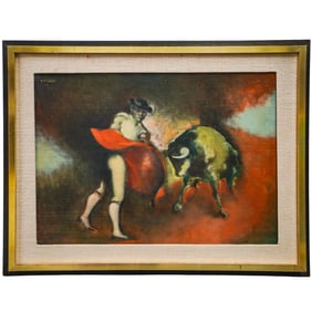 Spanish Matador Bullfighting Scene Oil Painting On Canvas