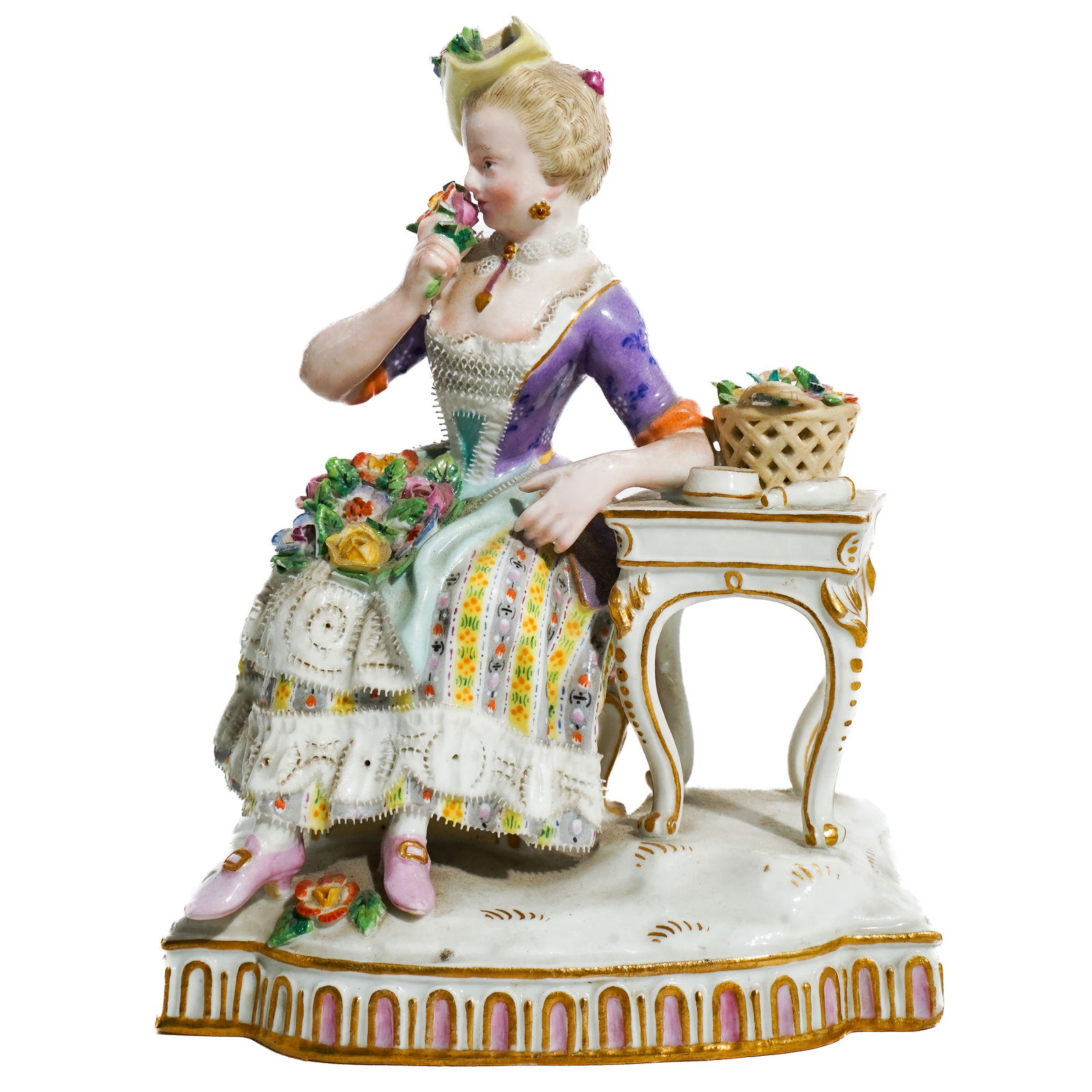 Meissen "Senses" Series "Smell" Rococo-Style Porcelain Figure (1 of 7)