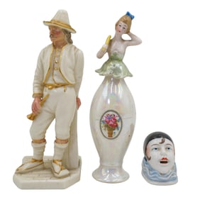 (3 Pc) English & German Porcelain Assorted Figurines Grouping