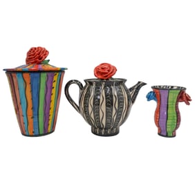 (3 Pc) Mary Rose Young (20th Cent, USA) Pottery Art