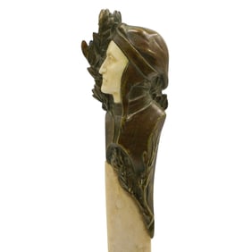 Art Nouveau Dante Figural Bone and Bronze Letter Opener