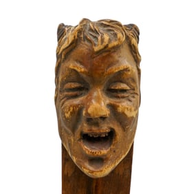 Antique Horned Figural Carved Wooden Letter Opener