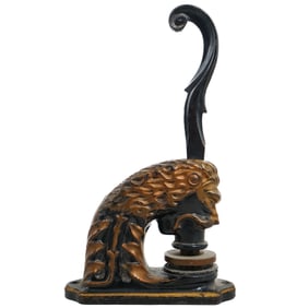 Antique Cast Iron Lion Head Notary Seal Stamp Embosser