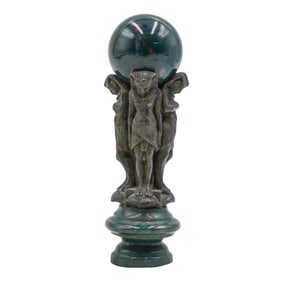 Antique Bloodstone and Silver Plate Bronze Egyptian Revival Hatshepsut Writing Seal