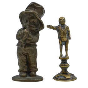 (2 pcs) Antique Bronze Figural Writing Seals