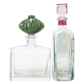 (2 pcs) French Glass Decanters
