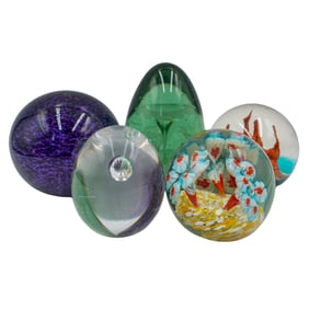 (5 pcs) Assorted Glass Paperweights