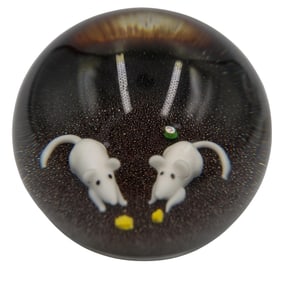 Paul Ysart Mice with Cheese Paperweight