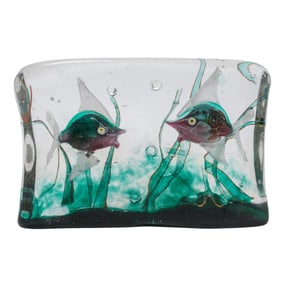 Murano Glass Aquarium Block Sculpture
